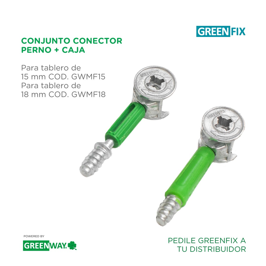 CONECTOR OCULTO PERNO+ CAJA PLACA 18mm