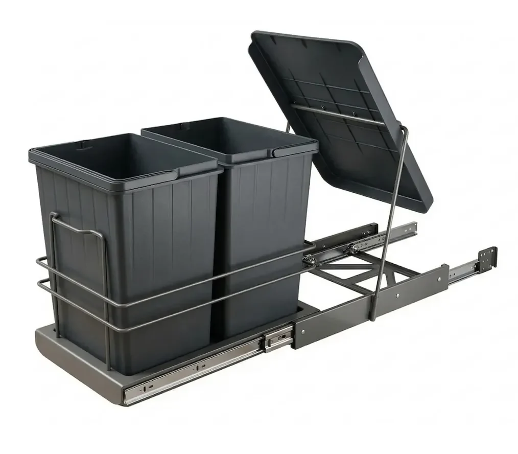 PORTA RESIDUOS (GWCNPR 03N) EXTRAIBLE DOBLE TAPA 14+14L NEGRO