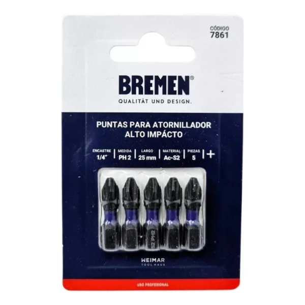 PUNTA ATORNILLADOR ALTO IMPACTO BREMEN 25MM PH2 - https://herrajesdaversa.com.ar