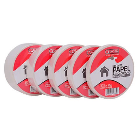 TACSA CINTA PAPEL BLANCO 18MM X 50MTS - https://herrajesdaversa.com.ar