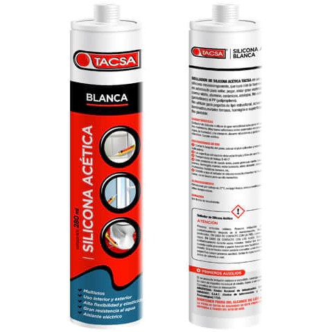 TACSA TUBO SILICONA ACETICA BLANCA 280ML - https://herrajesdaversa.com.ar