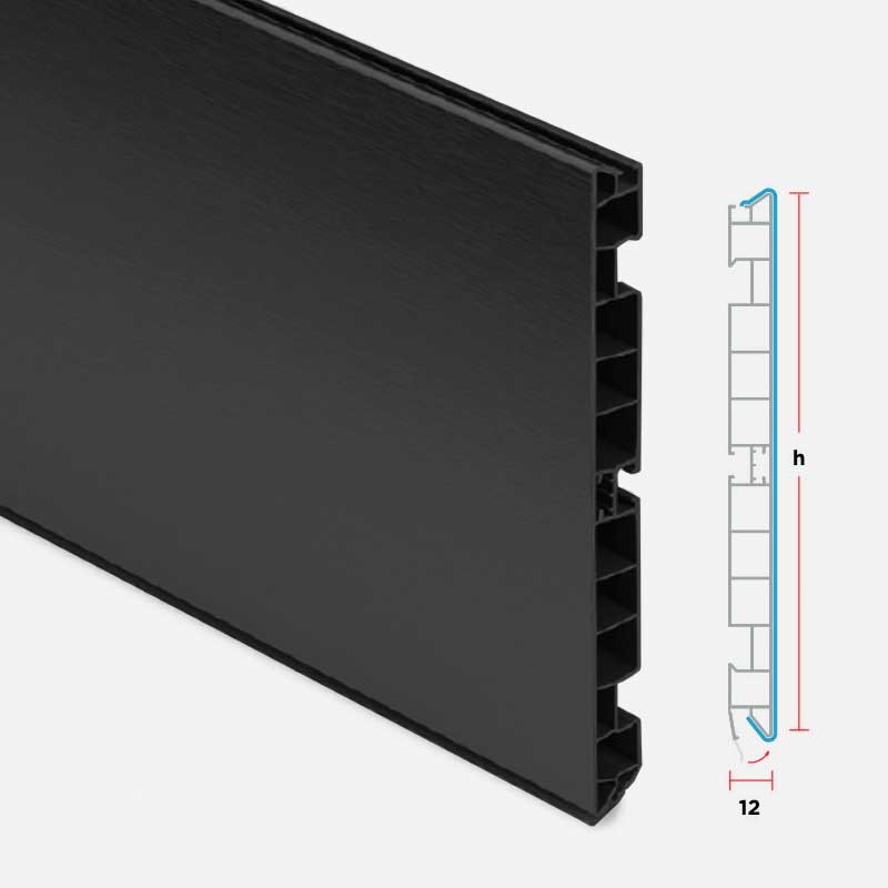 ZOCALO PVC NEGRO CEPILLADO 4MTS - Imagen 2